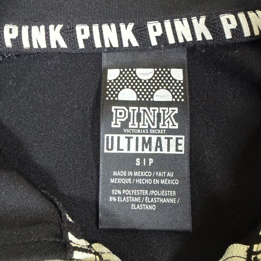 Pink Victoria's Secret Ultimate Quarter Zip Pullover Black White Logo Small - Picture 3 of 12